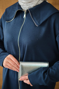 Gemici Yaka Taşlı Takım Lacivert