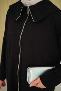 Gemici Yaka Taşlı Takım Siyah