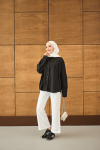 Geniş Kesim Gömlek Siyah