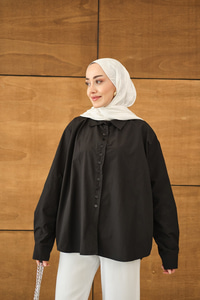 Geniş Kesim Gömlek Siyah