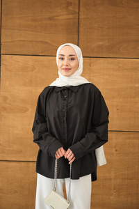 Geniş Kesim Gömlek Siyah