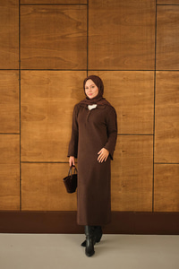 Geniş Kol Triko Elbise Kahverengi