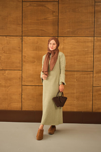 Geniş Kol Triko Elbise Su Yeşil