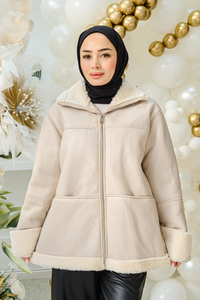 Geniş Yakalı Kürk Mont Taş