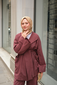 Geniş Yakalı Takım Mürdüm