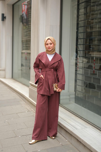 Geniş Yakalı Takım Mürdüm