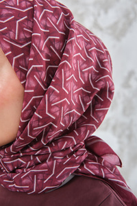 Geometrik Desen Eşarp Bordo