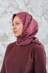 Geometrik Desen Eşarp Bordo