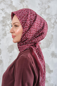 Geometrik Desen Eşarp Bordo