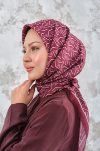 Geometrik Desen Eşarp Bordo