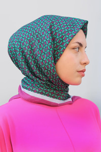 Geometrik Desen Eşarp  Fuşya