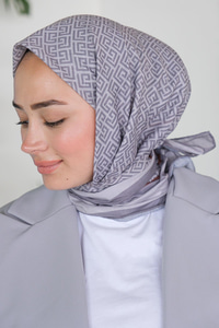 Geometrik Desen Eşarp Gri