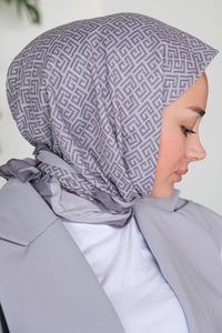 Geometrik Desen Eşarp Gri