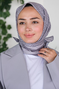 Geometrik Desen Eşarp Gri