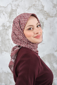 Geometrik Desen Eşarp Kiremit