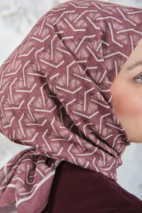 Geometrik Desen Eşarp Kiremit