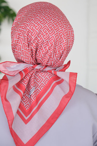 Geometrik Desen Eşarp Kiremit