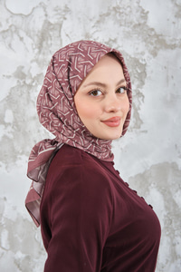 Geometrik Desen Eşarp Kiremit