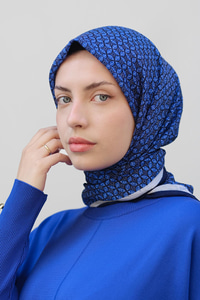Geometrik Desen Eşarp  Lacivert