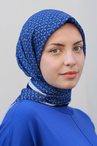 Geometrik Desen Eşarp  Lacivert