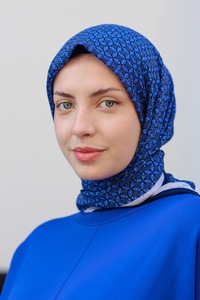 Geometrik Desen Eşarp  Lacivert