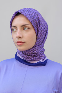 Geometrik Desen Eşarp Mor