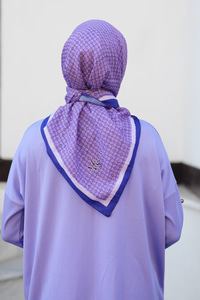 Geometrik Desen Eşarp Mor