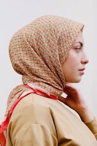 Geometrik Desen Eşarp  Turuncu