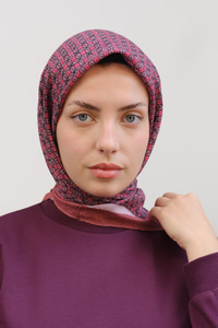 Geometrik Desen Eşarp  Vişne Çürüğü