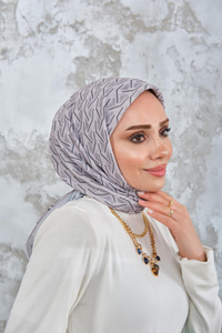 Geometrik Desen Eşarp Vizon