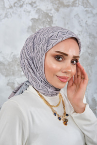 Geometrik Desen Eşarp Vizon