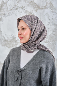 Geometrik Desen Eşarp Yağ Yeşil