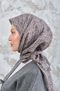 Geometrik Desen Eşarp Yağ Yeşil