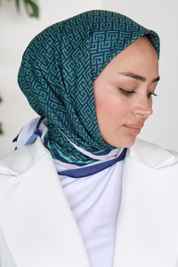 Geometrik Desen Eşarp Yeşil