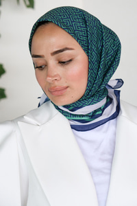 Geometrik Desen Eşarp Yeşil
