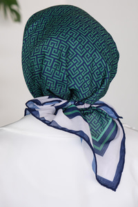 Geometrik Desen Eşarp Yeşil