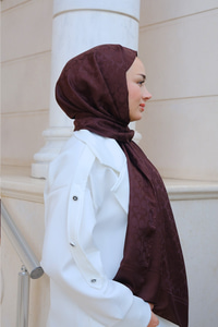 Geometrik Desen Jakar Şal Acı Kahve