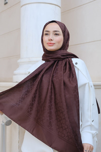 Geometrik Desen Jakar Şal Acı Kahve