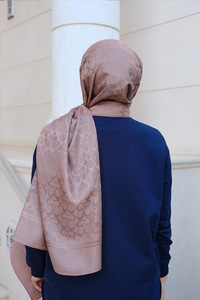 Geometrik Desen Jakar Şal Gül Kurusu