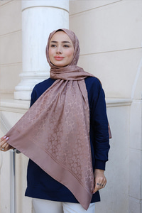 Geometrik Desen Jakar Şal Gül Kurusu