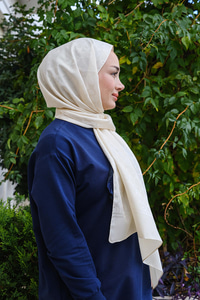 Geometrik Desen Jakar Şal Krem