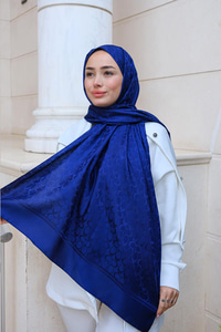 Geometrik Desen Jakar Şal Lacivert