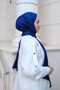 Geometrik Desen Jakar Şal Lacivert