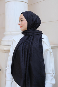 Geometrik Desen Jakar Şal Siyah