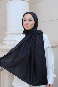 Geometrik Desen Jakar Şal Siyah