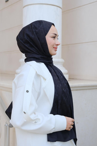 Geometrik Desen Jakar Şal Siyah