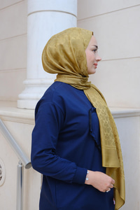 Geometrik Desen Jakar Şal Yağ Yeşil