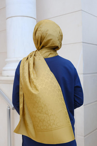 Geometrik Desen Jakar Şal Yağ Yeşil