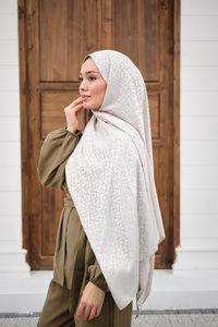 Geometrik Desen Şal Bej