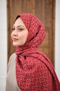 Geometrik Desen Şal Bordo